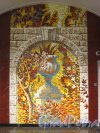 Центральная мозаика панно «Осень в парке» в торце главного подземного зала станции метро «Бухарестская». Фото февраль 2013 г.