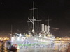 Крейсер «Аврора» в ночной подсветке. Фото 3 декабря 2011 г.