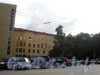 Пр. Медиков, д. 3. Производственное здание завода «Полиграфмаш». Фрагмент фасада здания. Фото сентябрь 2008 г.
