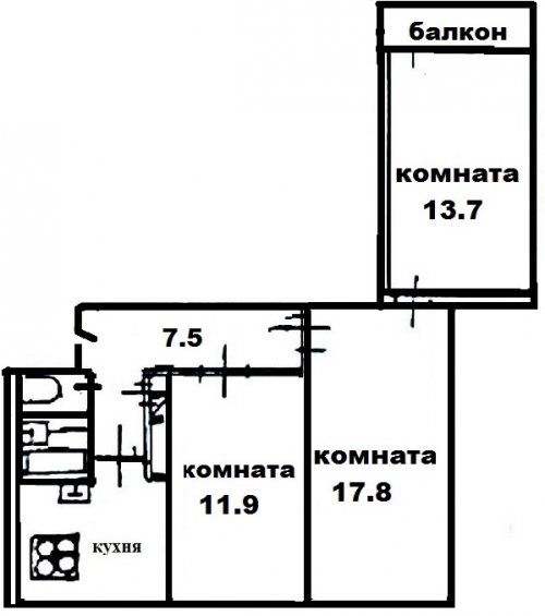 Санкт-Петербург,Жени Егоровой ул. - 3 комн. квартира продажа (вторичное)