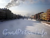Река Фонтанка на участке от Семеновского моста в сторону Горсткина пешеходного моста. Фото февраль 2010 г.
