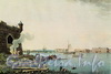 Вид на Неву, Мраморный дворец и Летний сад от Петропавловской крепости. Раскрашенная гравюра Б. Патерсона по его же рисунку. 1806 г.