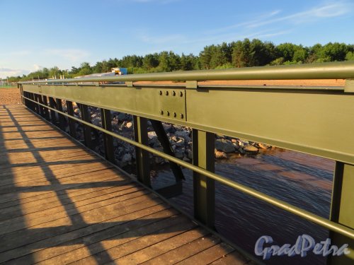Ограда нового пешеходного моста в устье реки Малая Сестра. Фото 4 июля 2013 г.