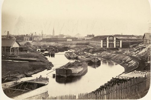 Вид на Обводной канал с Николаевской ж.д. Фото из альбома «Виды Николаевскойжелезной дороги»