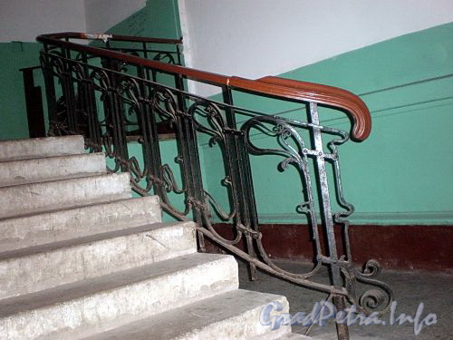 16-я линия В.О., д. 9. Жилой дом Александровской мужской больницы. Решетка перил лестницы. Фото октябрь 2009 г.