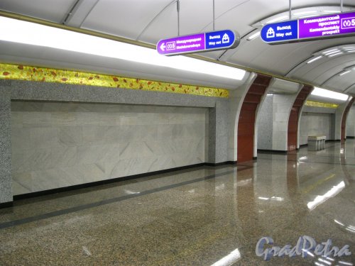 Оформление Подземного зала станции метро «Бухарестская». Фото февраль 2013 г.