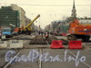 Укладка новых трамвайных путей  на Ново-Каменном мосту во время реконструкции Лиговского пр. Фото 2007 г.
