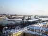 Вид на Большеохтинский («Петра Великого») мост с колокольни Смольного собора. Фото февраль 2009 г.