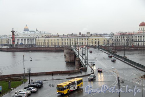 Вид на Биржевой мост с Мытнинской набережной. Фото ноябрь 2010 г.