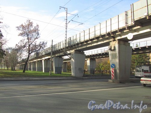 Финляндский железнодорожный мост. Эстакада вдоль парка 30-летия Октября. Фото октябрь 2012 г.