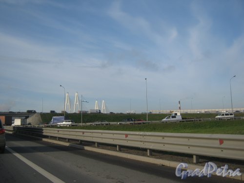 Большой Обуховский мост. Общий вид с КАД. Фото 2 октября 2012 г.