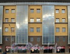 Выборгская наб., д. 47. Основное здание бизнес-центра «Гренадерский». Фрагмент фасада. Фото сентябрь 2011 г.