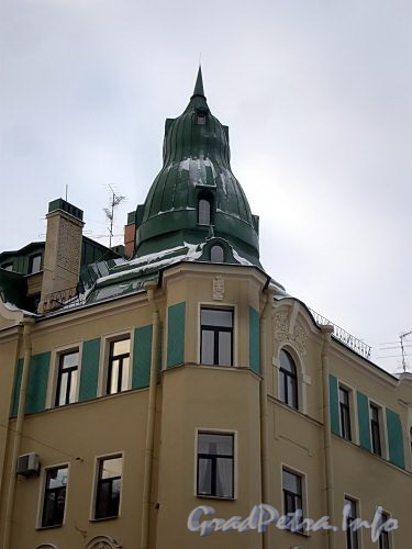 Наб. Мартынова, д. 16. Дом А.К. Ершова. Угловая башня. Фото декабрь 2009 г.
