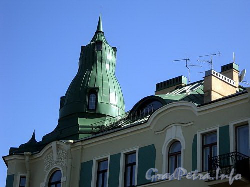 Наб. Мартынова, д. 16. Дом А.К. Ершова. Угловая башня. Фото июнь 2010 г.