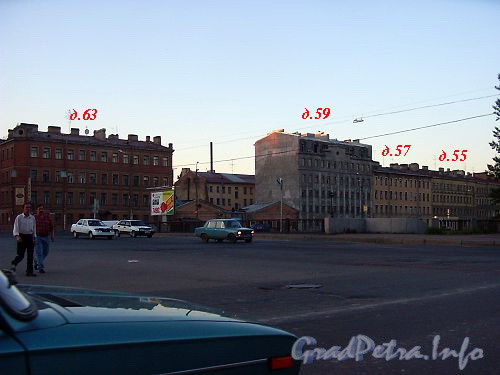 муниципальный округ Лиговка - Ямская, набережная Обводного канала, дом 59а, строение 1. Общий вид зданий на углу Обводного канала и улицы Черняховского. Фото 2004 года.