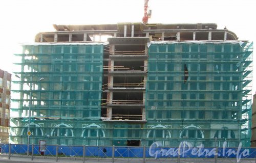 Синопская наб., дом 22. Строительство Бизнес Центра «SINOP». Вид со стороны Синопской набережной. Фото август 2012 года.