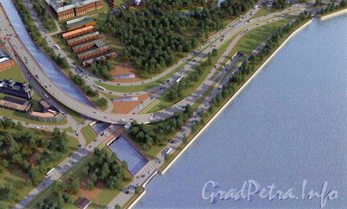 Проект автомобильной эстакады в устье Обводного канала.
