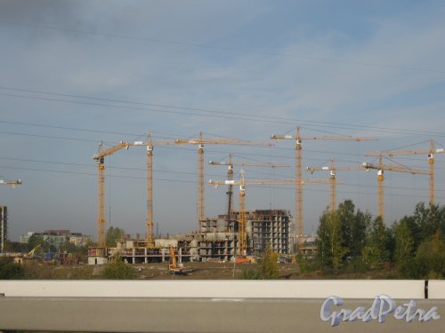 Строительство жилого комплекса «Ласточкино гнездо». Вид с КАД. Фото 2 октября 2012 г.