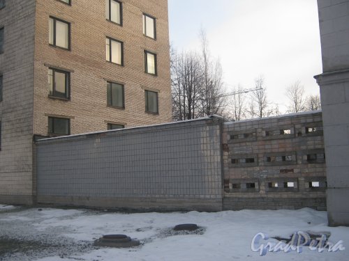 Тихорецкий пр., дом 3. Фрагмент ограды со стороны дома 5 корпус 4. Фото 17 февраля 2013 г.