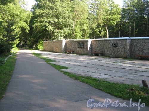 Кронштадтское кладбище. Общий вид мемориальной стены со стороны кладбища. Фото 20 июля 2012 г.