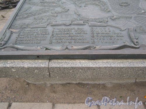 Южно-Приморский парк. Памятная плита-схема у центрального входа. Фрагмент. Фото 19 октября 2012 г.