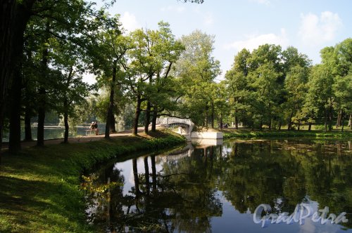 Гатчинский (Дворцовый) парк. Мост через потоку между Адмиралтейским и Белым прудами. Фото август 2013 г. 