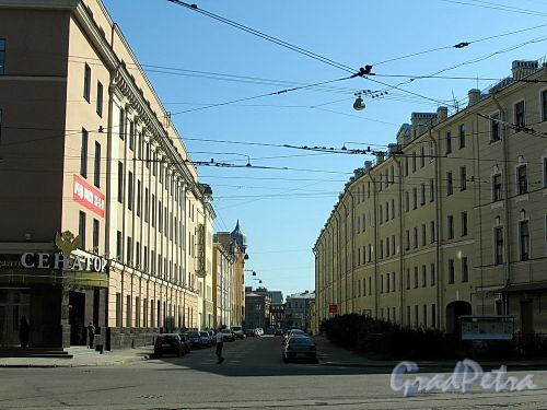 Перспектива Пинского переулка от улицы Чапаева в сторону Петроградской набережной. Фото август 2009 г.