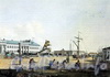 Петровская площадь и памятник Петру I. Раскрашенная гравюра К. Людвига по рисунку Б. Патерсона. 1799 г.