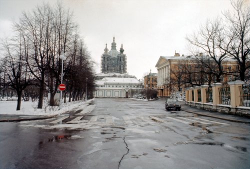 Пл. Растрелли, дом 1. Общий вид Смольного собора. Фото 1976 г.