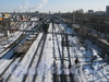 Железнодорожные пути в сторону пр. Стачек, вид с путепровода пр. Маршала Жукова. Фото март 2012 г. 