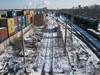 Железнодорожные пути в сторону пр. Стачек, вид с путепровода пр. Маршала Жукова. Фото март 2012 г. 