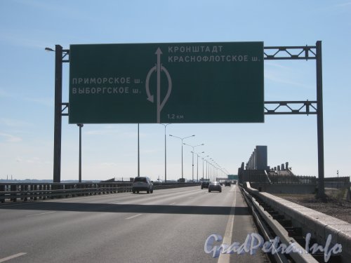 КАД перед разворотом. Вид со стороны Приморского шоссе. Фото 20 июля 2012 г.