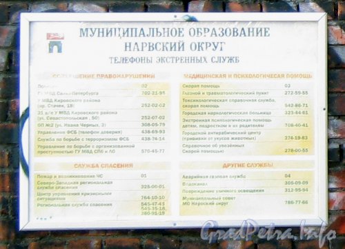 Сад 9-го января. Телефоны экстренных служб на ограде со стороны Кировской пл. Фото 21 сентября 2012 г.