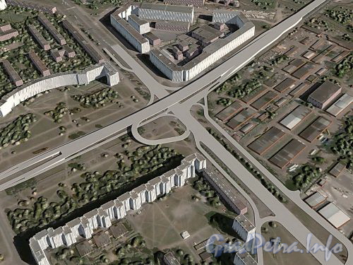 Проект двухуровневой автомобильной развязки на пересечении Пискаревского проспекта с проспектом Непокоренных.