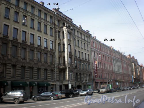 Суворовский пр.. Фасады домов №№34-36. Апрель 2009 г.