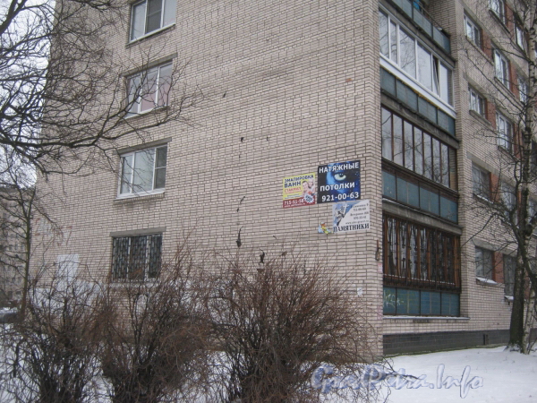 Пр. Ветеранов, дом 157 / ул. Пионерстроя, дом 20. Фрагмент фасада жилого дома. Фото январь 2012 г.