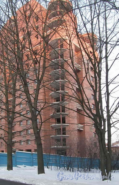 Институтский пр., дом 11. Строительство жилого комплекса «Кристалл». Фасад со стороны пр. Пархоменко. Фото январь 2012 г.