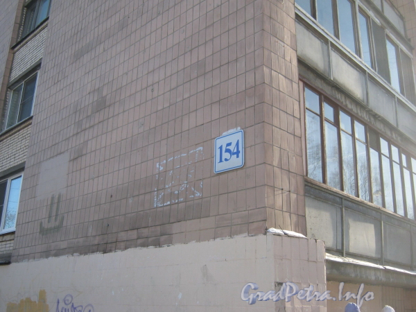 Пр. Ветеранов, дом 154. Фрагмент фасада здания. Фото февраль 2012 г.