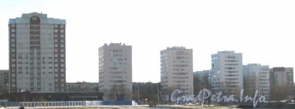 Перспектива домов 78-104 по пр. Ветеранов с моста Бурцева. Фото март 2012 г.