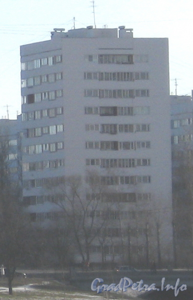 Пр. Ветеранов, дом 102. Общий вид с моста Бурцева. Фото март 2012 г.