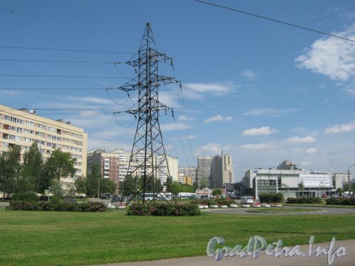 Вид от Петергофского шоссе на дома от Петергофского шоссе до Ленинского пр. по карману пр. Маршала Жукова. Фото 8 июля 2012 г.