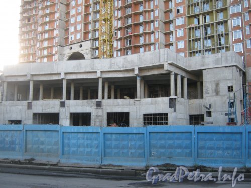 Пр. Просвещения, дом 43. Вид с ул. Руднева на фрагмент здания. Фото 4 сентября 2012 г.