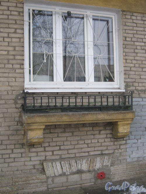 Пр. Ударников, дом 46. Окно первого этажа со стороны парадных. Фото 22 января 2013 г.