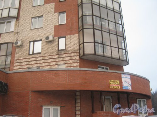 Тихорецкий пр., дом 26. Фрагмент здания со стороны фасада. Фото 17 февраля 2013 г.