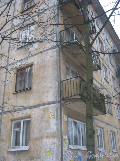 Пр. Науки, дом 9. Общий вид со стороны пр. Науки на фрагмент фасада здания. Фото 17 февраля 2013 г.