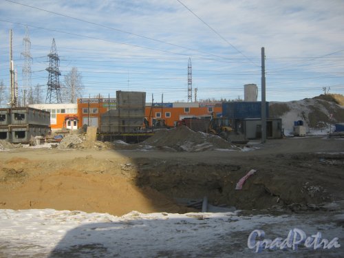 Суздальский проспект. Строительство развязки в районе пересечения с Выборгским шоссе. Фото 16 марта 2013 г.