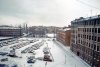 Финляндский пр., дом 4. Автостоянка на месте нынешнего здания бизнес-центра «Петровский форт». Фото 1976 г.