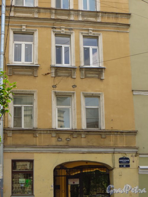 Малодетскосельский пр., дом 42. Фрагмент фасада здания. Фото 24 июня 2013 г.
