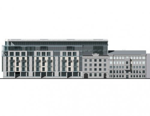 Проект жилого комплекса «Смольный проспект» от архитектурного бюро «А.Лен». Фасад со стороны Смольного проспекта.