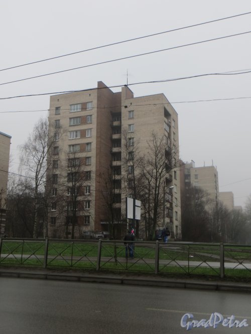 Пр. Стачек, дом 118. Общий вид жилого дома с Трамвайного проспекта. Фото 23 ноября 2013 года.